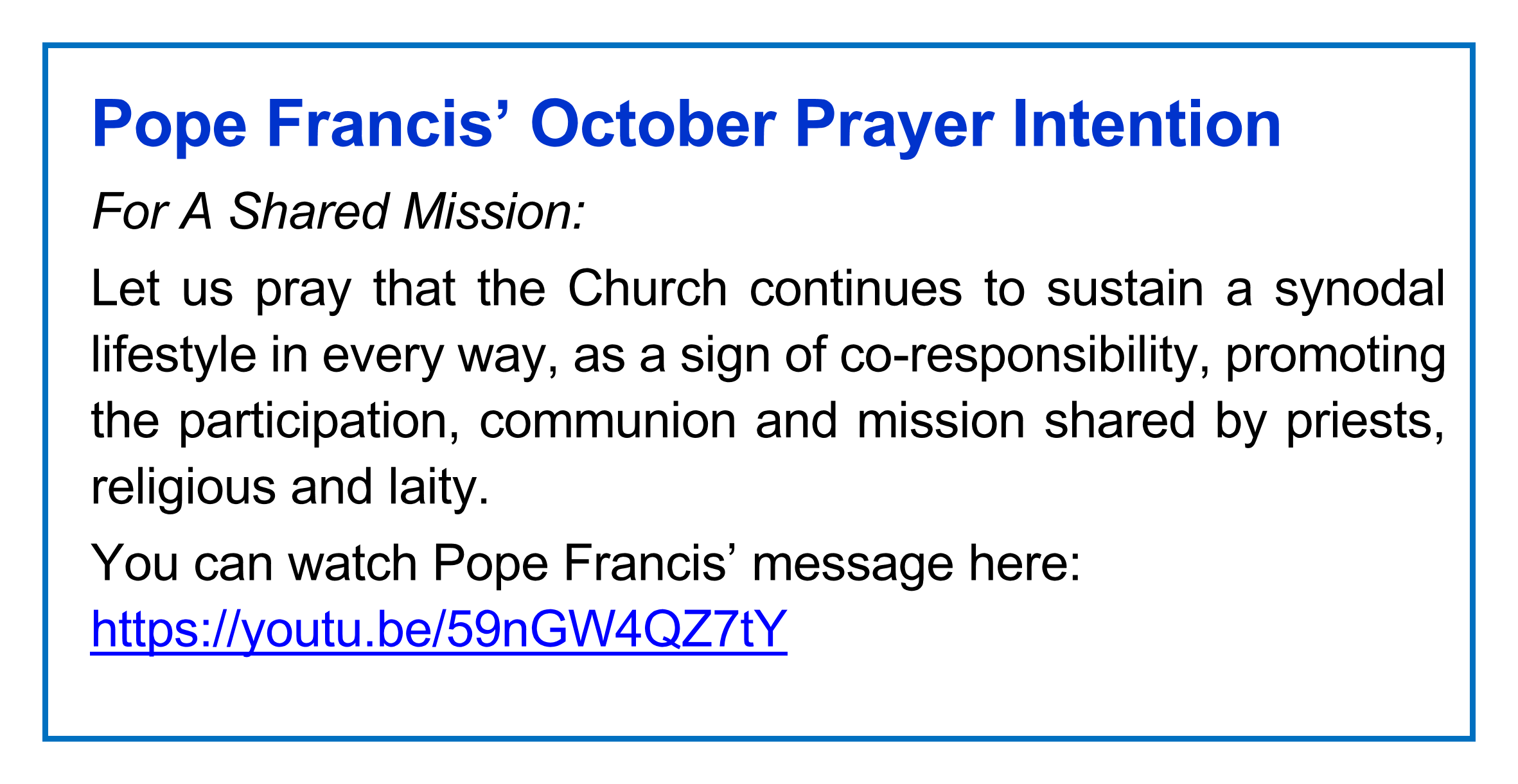 Pope Francis’ October Prayer I